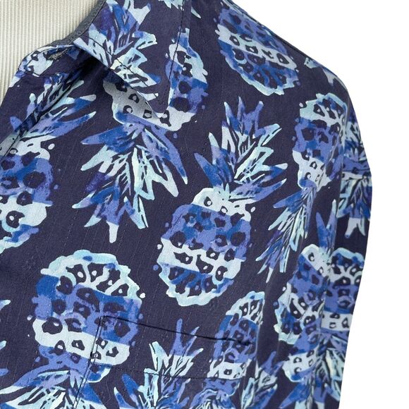 Tommy Bahama Shirt Mens 3XL XXXL Blue Pineapple Party Camp Silk Short Sleeve - Picture 3 of 11